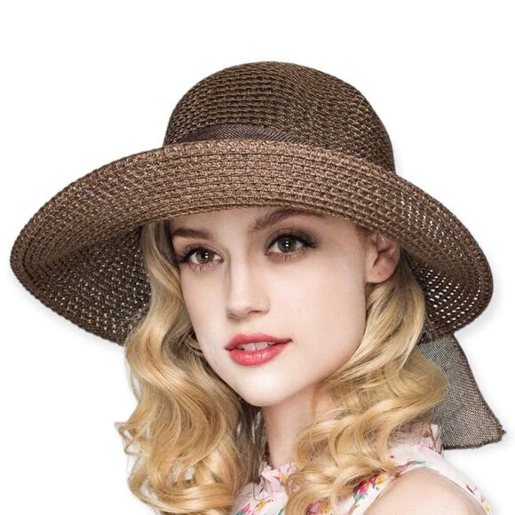 SUN ROUND CAP / HAT (BROWN/CREAM) main image 0